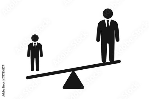 Papier peint Unequal business figures on a seesaw symbolizing imbalance of power and influenc