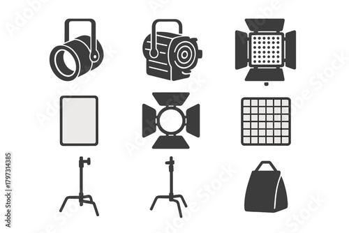Professional studio lighting and photography equipment for film and video production
