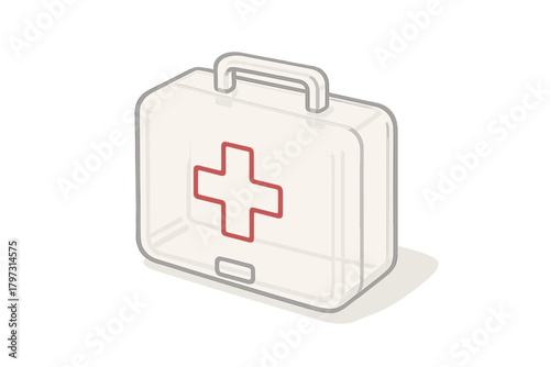 Transparent first aid kit box featuring a medical cross symbol for health and emergency response
