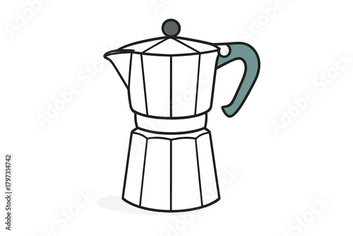 Minimalist traditional stovetop espresso maker Moka pot for brewing coffee