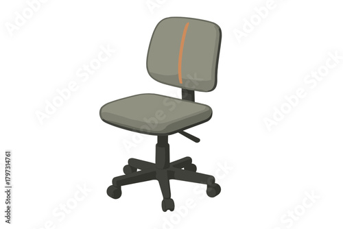 Modern ergonomic chair with gray upholstery and orange accent stripe