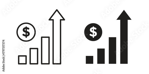 Chat arrow grow icon flat and stroke collection for ui ux work.
