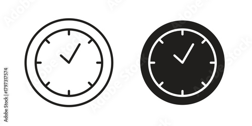 Clock icon flat and stroke collection for ui ux work.