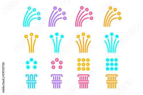 Abstract colorful symbols for fiber optic communication, data transmission, and network connection