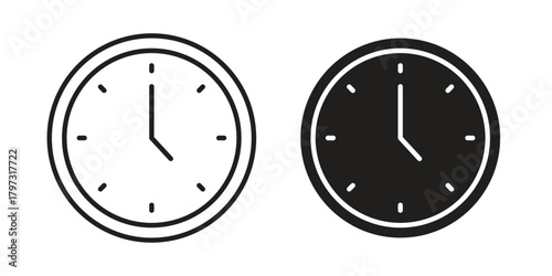 Clock-five icon flat and stroke collection for ui ux work.
