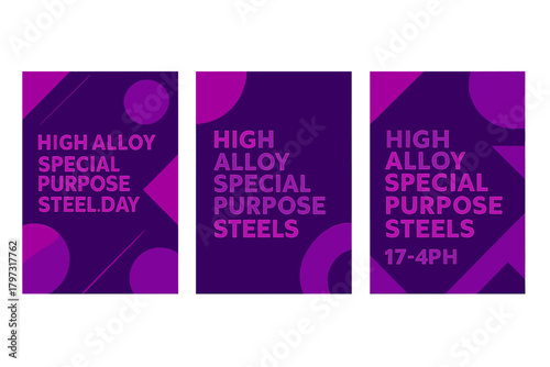 Abstract geometric design templates for industrial banners promoting special purpose steels