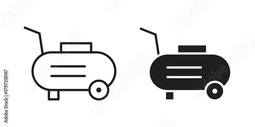Compressor icon flat and stroke collection for ui ux work.