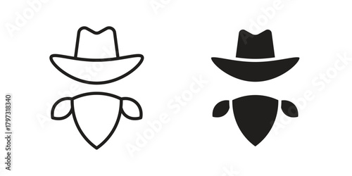 Cowboy icon flat and stroke collection for ui ux work.
