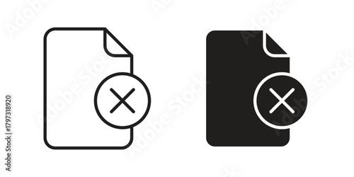 Delete Document icon flat and stroke collection for ui ux work.