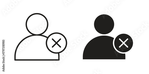 Delete user icon flat and stroke collection for ui ux work.