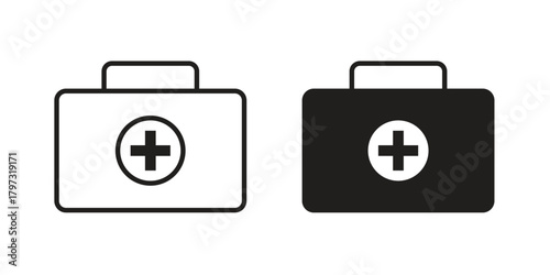 Doctor bag icon flat and stroke collection for ui ux work.