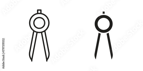 Drafting compass icon flat and stroke collection for ui ux work.