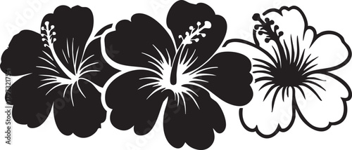 Hibiscus flower vector art: black and white hawaiian floral design eps silhouette