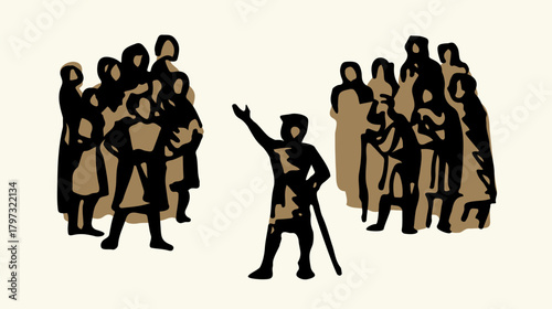 Vector drawing. Big people crowd