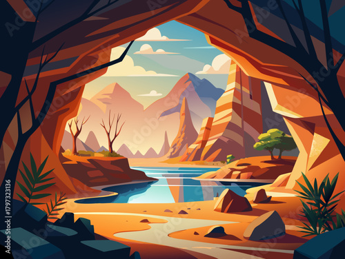 cave vector illustration 