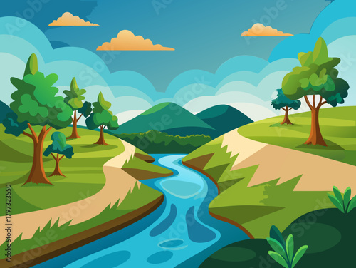creek vector illustration