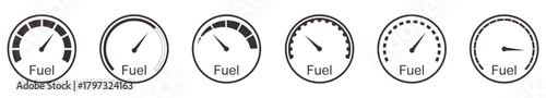 fuel gauge icon set. vector illustration. fuel gauge indicator, dashboard scale icon, car control sensor sign, gasoline indicatior collection icons – vector