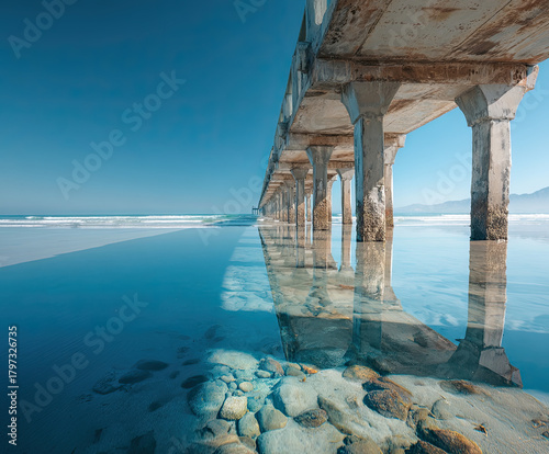 Bridge over lake with clear water