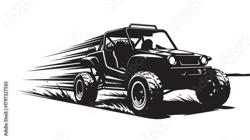 Feel the Rush with this Off-Road Buggy Adventure Ready to Conquer Any Terrain in a Dynamic Black and White Design for Thrilling Outdoor Campaigns