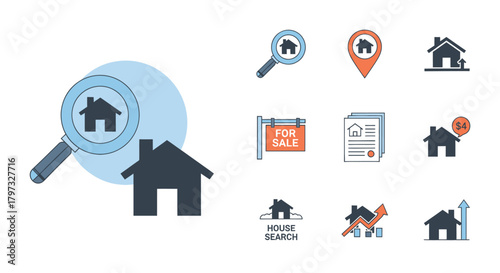 Collection of Real Estate Icons and Graphics for Property Search.