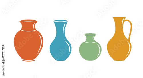 A collection of colorful ceramic vases in varying shapes and sizes