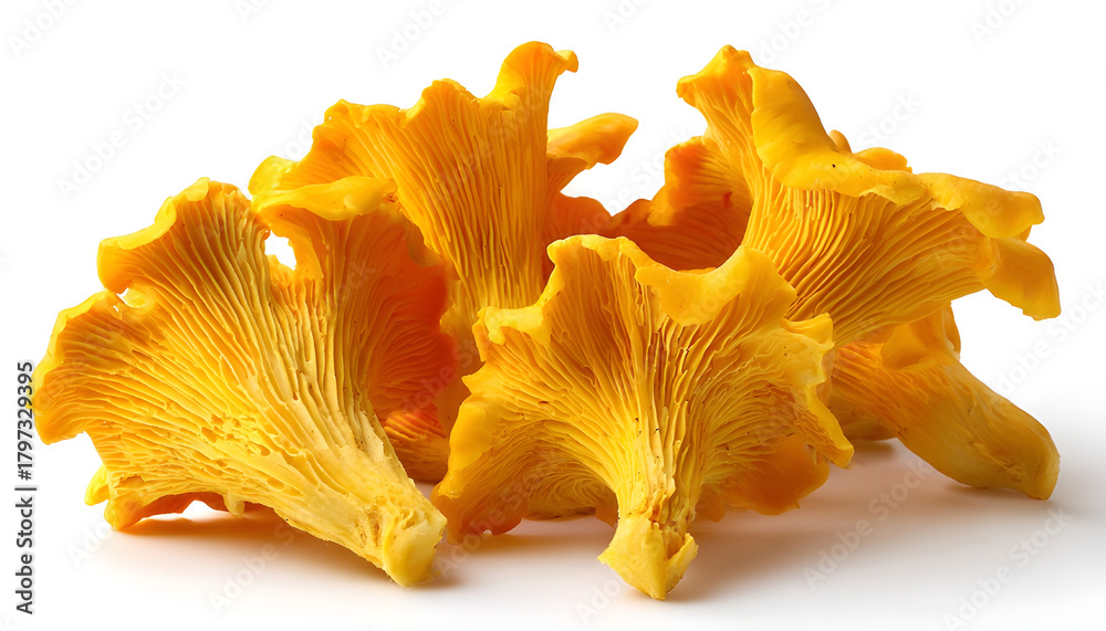 Fototapeta premium Isolated yellow chanterelles on a white background.
