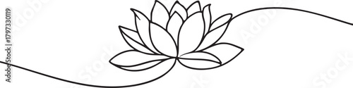 Lotus flower line art vector: minimalist floral design eps silhouette