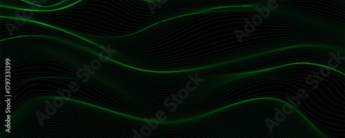 Digital double wavy wireframe landscape in acid green. Futuristic linear undulating terrain. Retro futurism concept. Digital cyberspace in mountains with valleys.Eps10