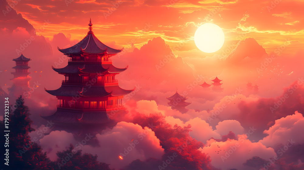 Fototapeta premium Precious Pagoda Reaching the Sky