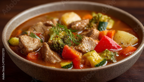 Homemade pork stew with vegetables