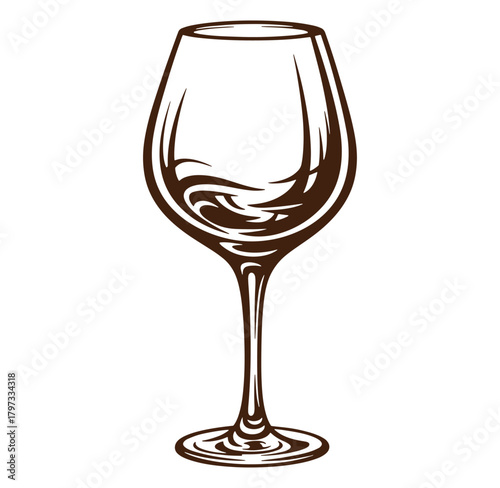 Elegant vector illustration of a classic wine glass with swirling liquid inside