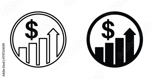 Dollar rate increase icon graphic design. Vector icon illustrations