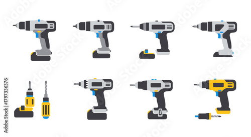 Collection of Cordless Power Drills and Screwdrivers.