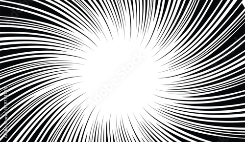 Comic style black and white radial stripes background