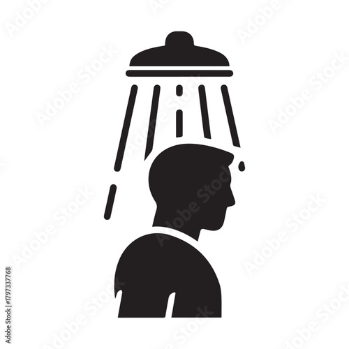 Vector Shower icon. Man taking shower. Vector shower web icon.