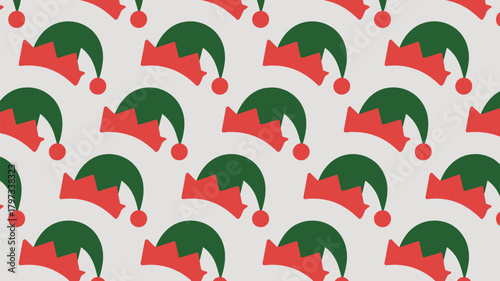 Festive Christmas elf hats seamless pattern for holiday crafts and cheerful winter designs, perfect for wrapping paper and seasonal projects