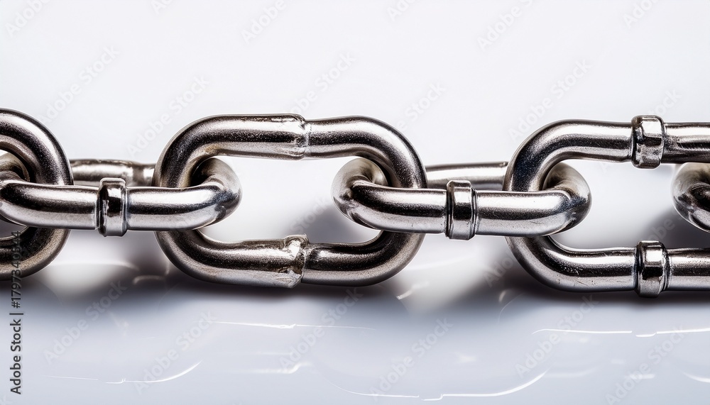 Obraz premium ultra quality image of interlocked metallic chain on white background a closeup study of texture strength and connection