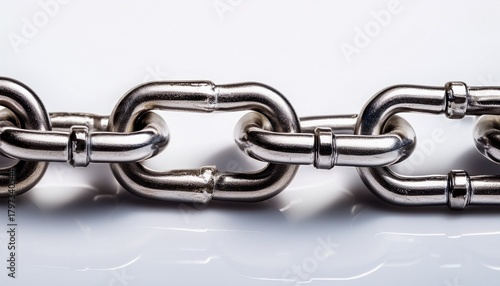 ultra quality image of interlocked metallic chain on white background a closeup study of texture strength and connection