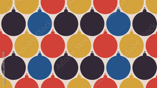 Retro Christmas bliss with vibrant ornaments offering a nostalgic, festive vibe perfect for holiday designs and cheerful seasonal backgrounds this year