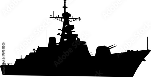 Warship navy  silhouette vector illustration