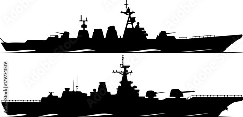 Warship navy  silhouette vector illustration