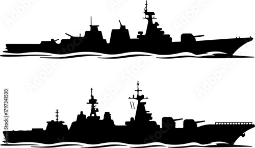 Warship navy  silhouette vector illustration