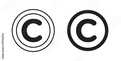 Copyright icon in simple flat trend modern graphic design abstract logotype element