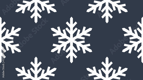 Elegant white snowflakes on dark blue background, perfect for winter holiday designs, seasonal promotions, and frosty Christmas cards