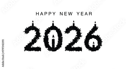 Festive 2026 numbers illuminated by candles, celebrating the upcoming New Year with joy and hope.