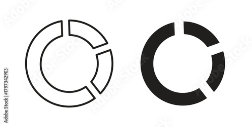 Donut chart icon in simple flat trend modern graphic design abstract logotype element