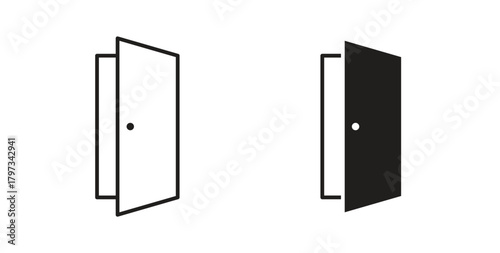 Door icon in simple flat trend modern graphic design abstract logotype element