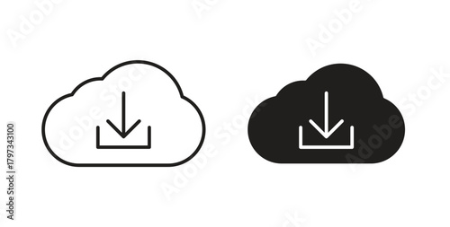 Download from Cloud icon in simple flat trend modern graphic design abstract logotype element