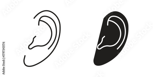 Ear icon in simple flat trend modern graphic design abstract logotype element