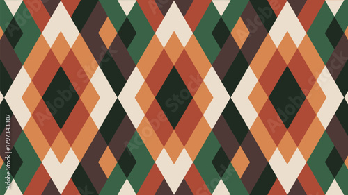 Stunning retro pattern design with warm earthy tones, perfect for backgrounds, textiles, and eye-catching designs with geometric flair